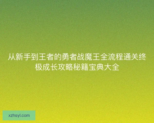 从新手到王者的勇者战魔王全流程通关终极成长攻略秘籍宝典大全 从新手到王者的勇者战魔王全流程通关终极成长攻略秘籍宝典大全