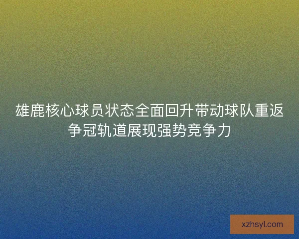 雄鹿核心球员状态全面回升带动球队重返争冠轨道展现强势竞争力 雄鹿核心球员状态全面回升带动球队重返争冠轨道展现强势竞争力